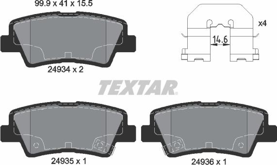 Textar 2493401 - Bremsbelagsatz, Scheibenbremse alexcarstop-ersatzteile.com