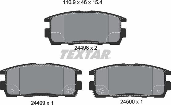 Textar 2449801 - Bremsbelagsatz, Scheibenbremse alexcarstop-ersatzteile.com