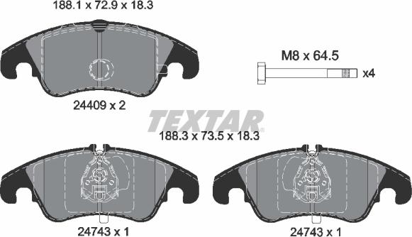 Textar 2440901 - Bremsbelagsatz, Scheibenbremse alexcarstop-ersatzteile.com