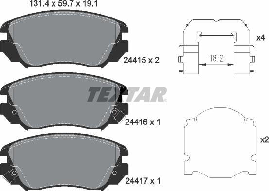 Textar 2441501 - Bremsbelagsatz, Scheibenbremse alexcarstop-ersatzteile.com