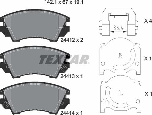 Textar 2441201 - Bremsbelagsatz, Scheibenbremse alexcarstop-ersatzteile.com