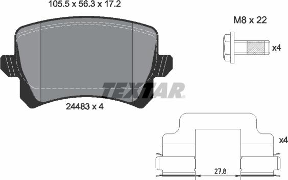 Textar 2448302 - Bremsbelagsatz, Scheibenbremse alexcarstop-ersatzteile.com