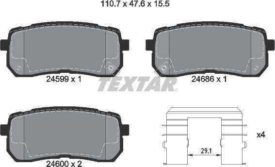 Textar 2459901 - Bremsbelagsatz, Scheibenbremse alexcarstop-ersatzteile.com