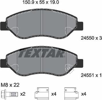 Textar 2455001 - Bremsbelagsatz, Scheibenbremse alexcarstop-ersatzteile.com