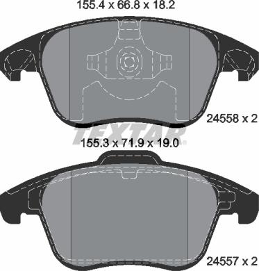 Textar 2455801 - Bremsbelagsatz, Scheibenbremse alexcarstop-ersatzteile.com