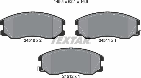 Textar 2451001 - Bremsbelagsatz, Scheibenbremse alexcarstop-ersatzteile.com