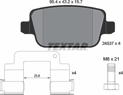 Textar 2453701 - Bremsbelagsatz, Scheibenbremse alexcarstop-ersatzteile.com