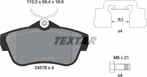 Textar 2457801 - Bremsbelagsatz, Scheibenbremse alexcarstop-ersatzteile.com