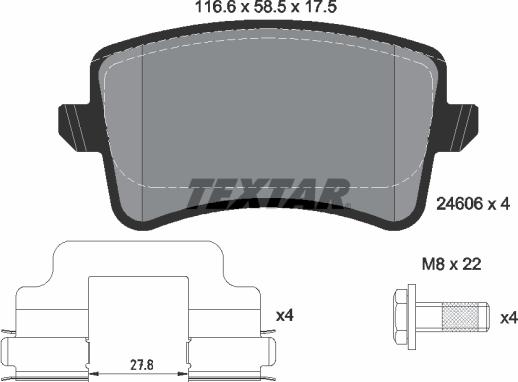 Textar 2460601 - Bremsbelagsatz, Scheibenbremse alexcarstop-ersatzteile.com