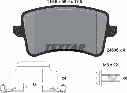 Textar 2460682 - Bremsbelagsatz, Scheibenbremse alexcarstop-ersatzteile.com