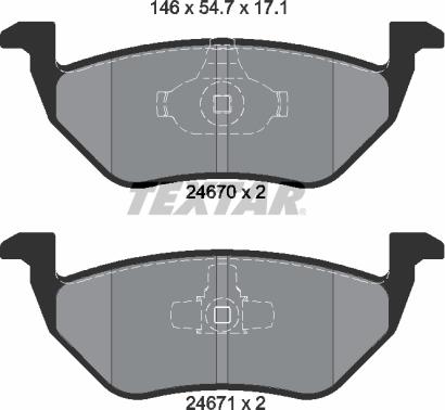 Textar 2467001 - Bremsbelagsatz, Scheibenbremse alexcarstop-ersatzteile.com