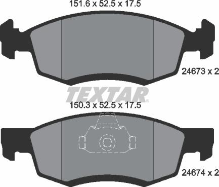 Textar 2467301 - Bremsbelagsatz, Scheibenbremse alexcarstop-ersatzteile.com