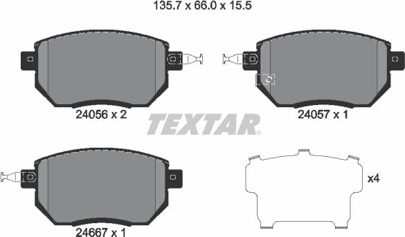 Textar 2405601 - Bremsbelagsatz, Scheibenbremse alexcarstop-ersatzteile.com