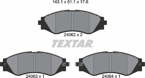 Textar 2406201 - Bremsbelagsatz, Scheibenbremse alexcarstop-ersatzteile.com