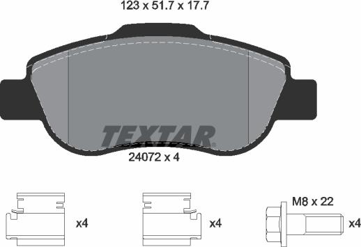 Textar 2407201 - Bremsbelagsatz, Scheibenbremse alexcarstop-ersatzteile.com