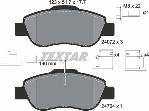 Textar 2407202 - Bremsbelagsatz, Scheibenbremse alexcarstop-ersatzteile.com