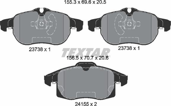 Textar 2415501 - Bremsbelagsatz, Scheibenbremse alexcarstop-ersatzteile.com