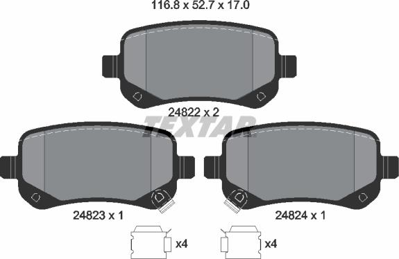 Textar 2482201 - Bremsbelagsatz, Scheibenbremse alexcarstop-ersatzteile.com