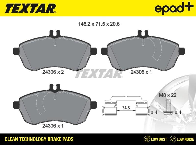 Textar 2430601CP - Bremsbelagsatz, Scheibenbremse alexcarstop-ersatzteile.com