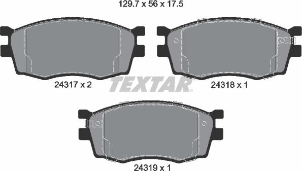 Textar 2431701 - Bremsbelagsatz, Scheibenbremse alexcarstop-ersatzteile.com