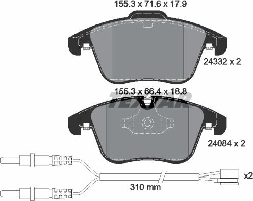 Textar 2433201 - Bremsbelagsatz, Scheibenbremse alexcarstop-ersatzteile.com