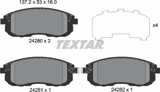 Textar 2428001 - Bremsbelagsatz, Scheibenbremse alexcarstop-ersatzteile.com