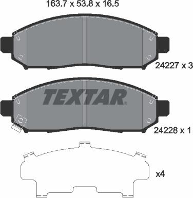 Textar 2422701 - Bremsbelagsatz, Scheibenbremse alexcarstop-ersatzteile.com