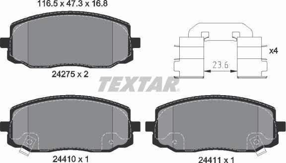 Textar 2427501 - Bremsbelagsatz, Scheibenbremse alexcarstop-ersatzteile.com