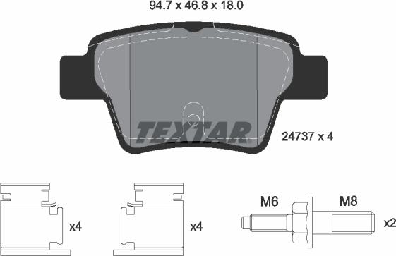 Textar 2473701 - Bremsbelagsatz, Scheibenbremse alexcarstop-ersatzteile.com