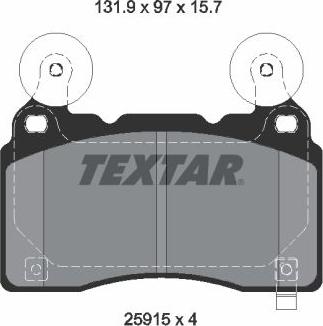 Textar 2591501 - Bremsbelagsatz, Scheibenbremse alexcarstop-ersatzteile.com