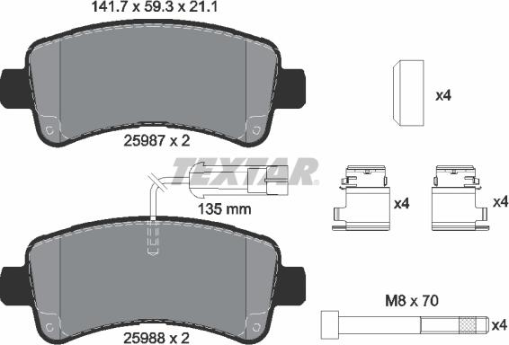 Textar 2598701 - Bremsbelagsatz, Scheibenbremse alexcarstop-ersatzteile.com