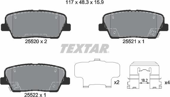 Textar 2552001 - Bremsbelagsatz, Scheibenbremse alexcarstop-ersatzteile.com