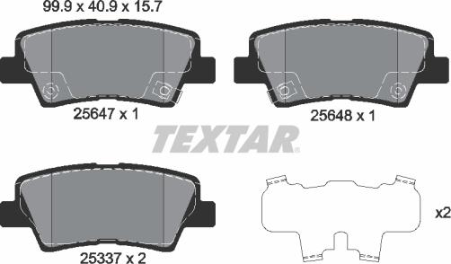 Textar 2564701 - Bremsbelagsatz, Scheibenbremse alexcarstop-ersatzteile.com