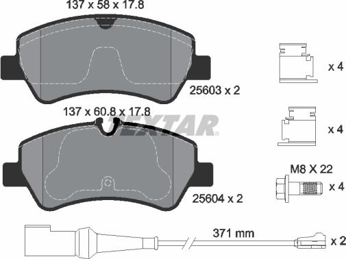 Textar 2560303 - Bremsbelagsatz, Scheibenbremse alexcarstop-ersatzteile.com