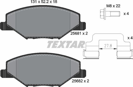 Textar 2568101 - Bremsbelagsatz, Scheibenbremse alexcarstop-ersatzteile.com