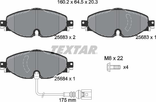 Textar 2568301 - Bremsbelagsatz, Scheibenbremse alexcarstop-ersatzteile.com