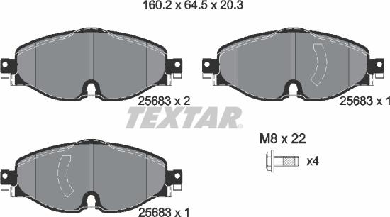 Textar 2568303 - Bremsbelagsatz, Scheibenbremse alexcarstop-ersatzteile.com