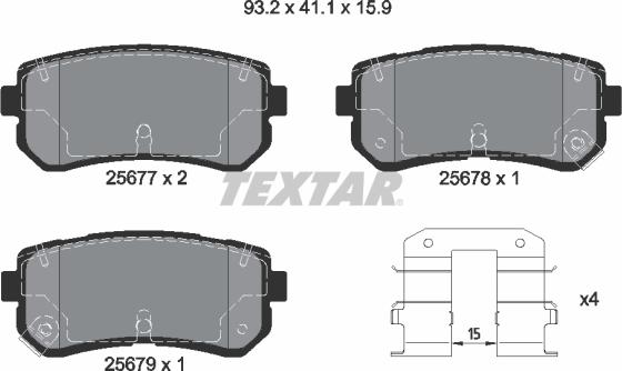 Textar 2567701 - Bremsbelagsatz, Scheibenbremse alexcarstop-ersatzteile.com