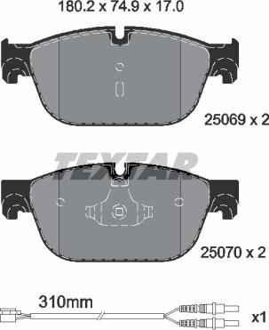 Textar 2506901 - Bremsbelagsatz, Scheibenbremse alexcarstop-ersatzteile.com