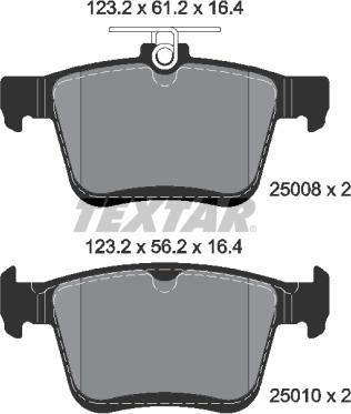 Textar 2500801 - Bremsbelagsatz, Scheibenbremse alexcarstop-ersatzteile.com