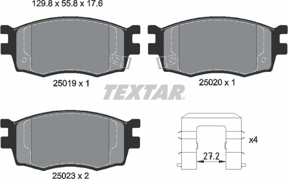 Textar 2501901 - Bremsbelagsatz, Scheibenbremse alexcarstop-ersatzteile.com