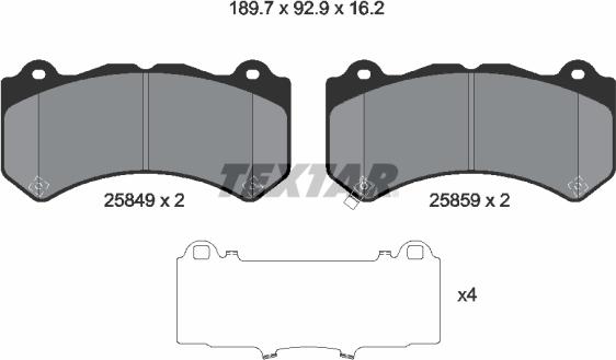 Textar 2584901 - Bremsbelagsatz, Scheibenbremse alexcarstop-ersatzteile.com