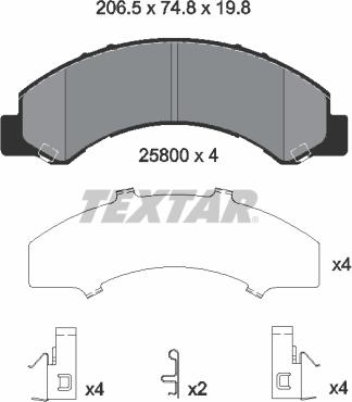 Textar 2580001 - Bremsbelagsatz, Scheibenbremse alexcarstop-ersatzteile.com