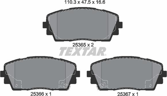 Textar 2536501 - Bremsbelagsatz, Scheibenbremse alexcarstop-ersatzteile.com