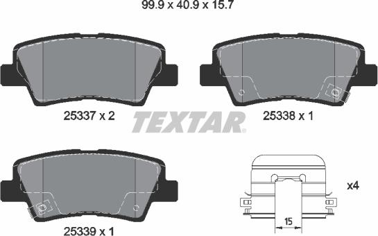 Textar 2533707 - Bremsbelagsatz, Scheibenbremse alexcarstop-ersatzteile.com