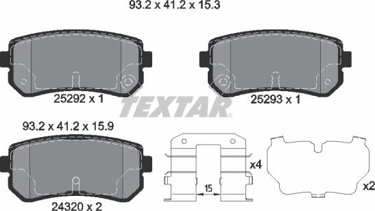 Textar 2529201 - Bremsbelagsatz, Scheibenbremse alexcarstop-ersatzteile.com