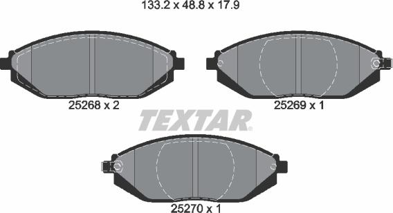 Textar 2526801 - Bremsbelagsatz, Scheibenbremse alexcarstop-ersatzteile.com