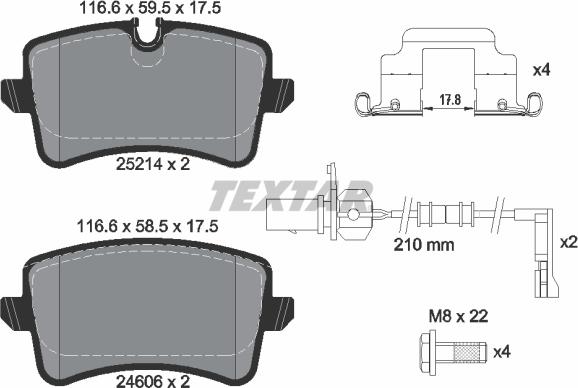 Textar 2521402 - Bremsbelagsatz, Scheibenbremse alexcarstop-ersatzteile.com