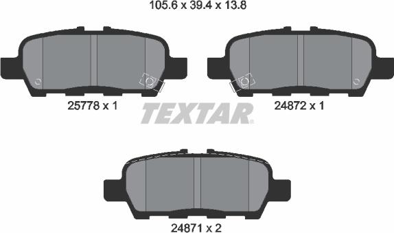 Textar 2577801 - Bremsbelagsatz, Scheibenbremse alexcarstop-ersatzteile.com