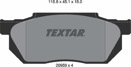 Textar 2095901 - Bremsbelagsatz, Scheibenbremse alexcarstop-ersatzteile.com